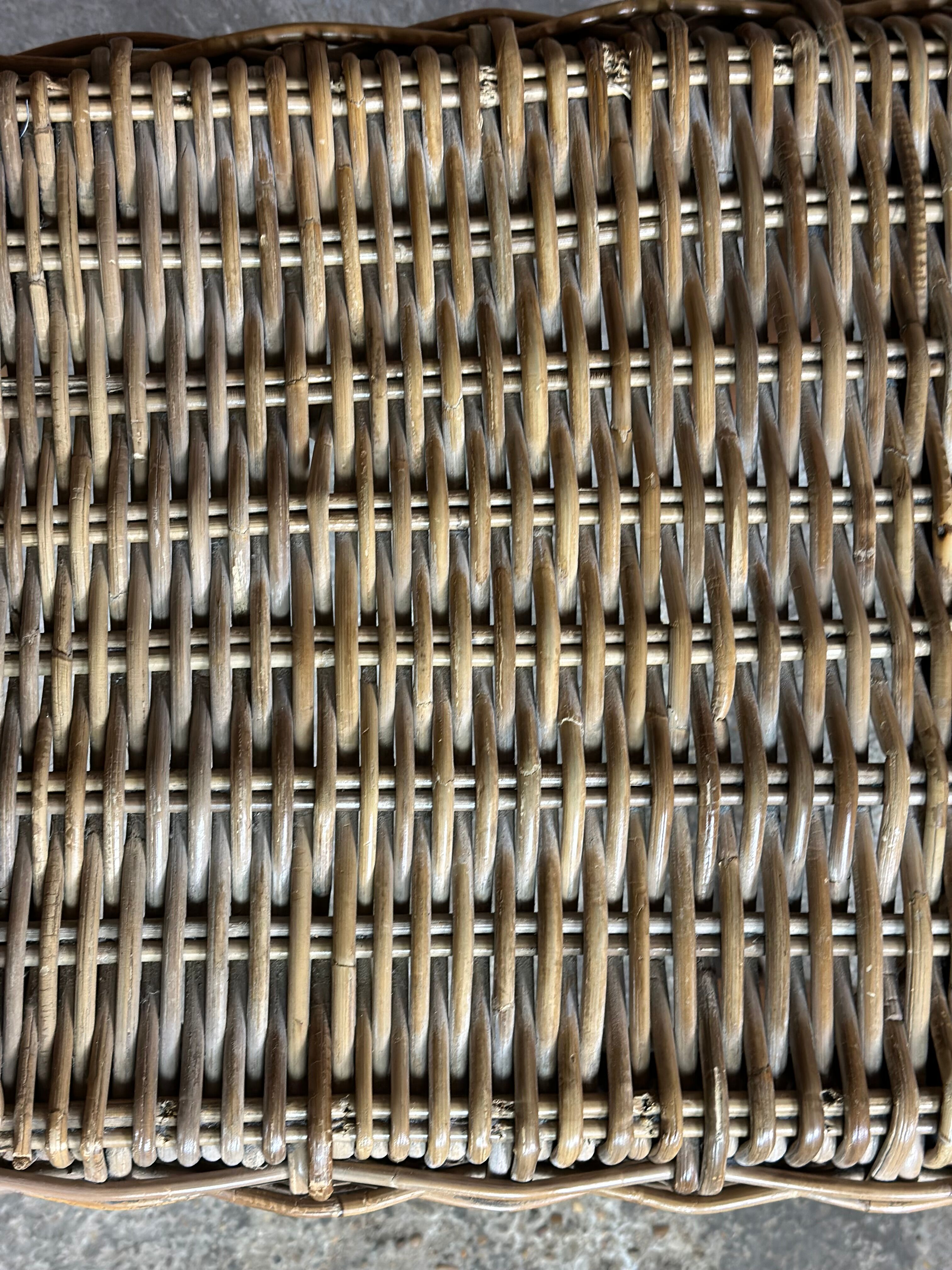 Chairs in wood and woven rattan