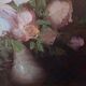Painting on canvas pinks in a vase.
