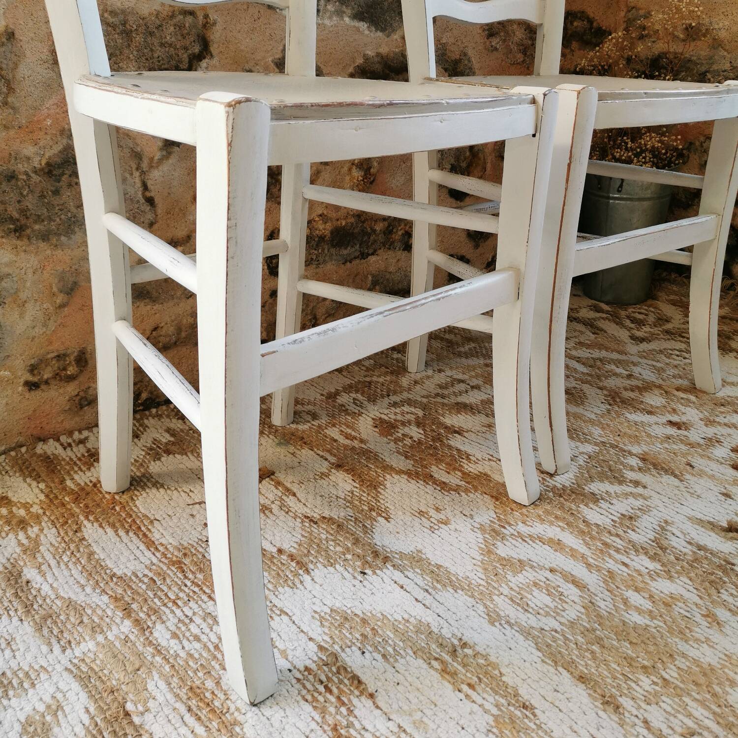 2 Country Chic Bistro Chairs with a Patina Finish