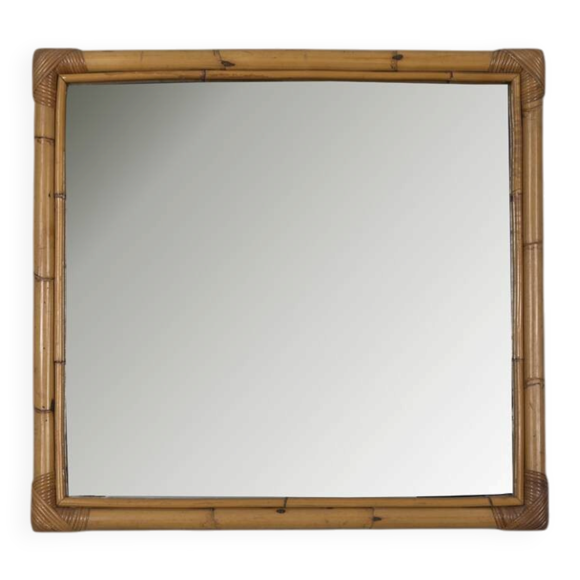 Vintage 1960s Italian design bamboo wall mirror