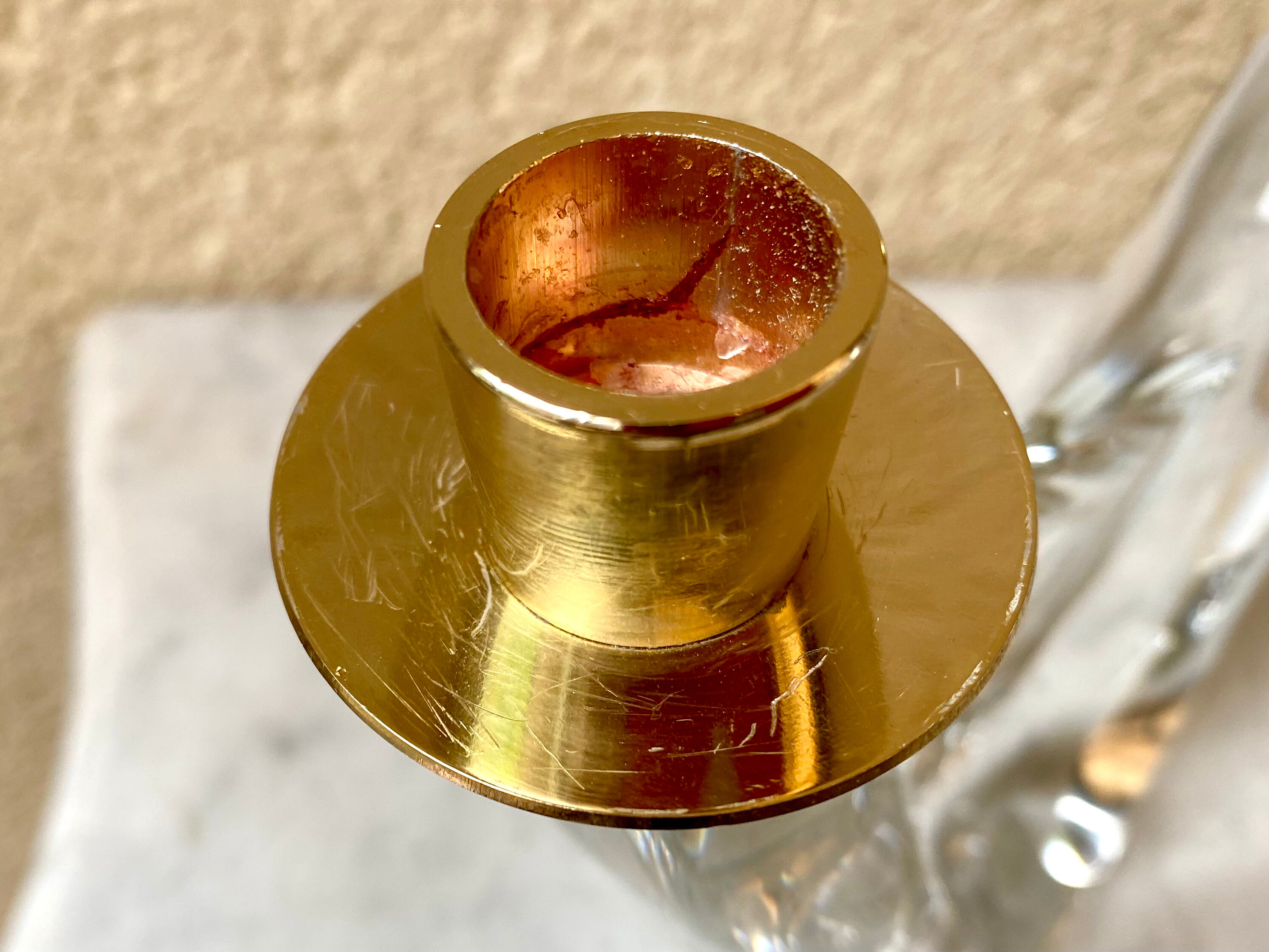 Pair of candlestick crystal Schneider France vintage 60s tbe