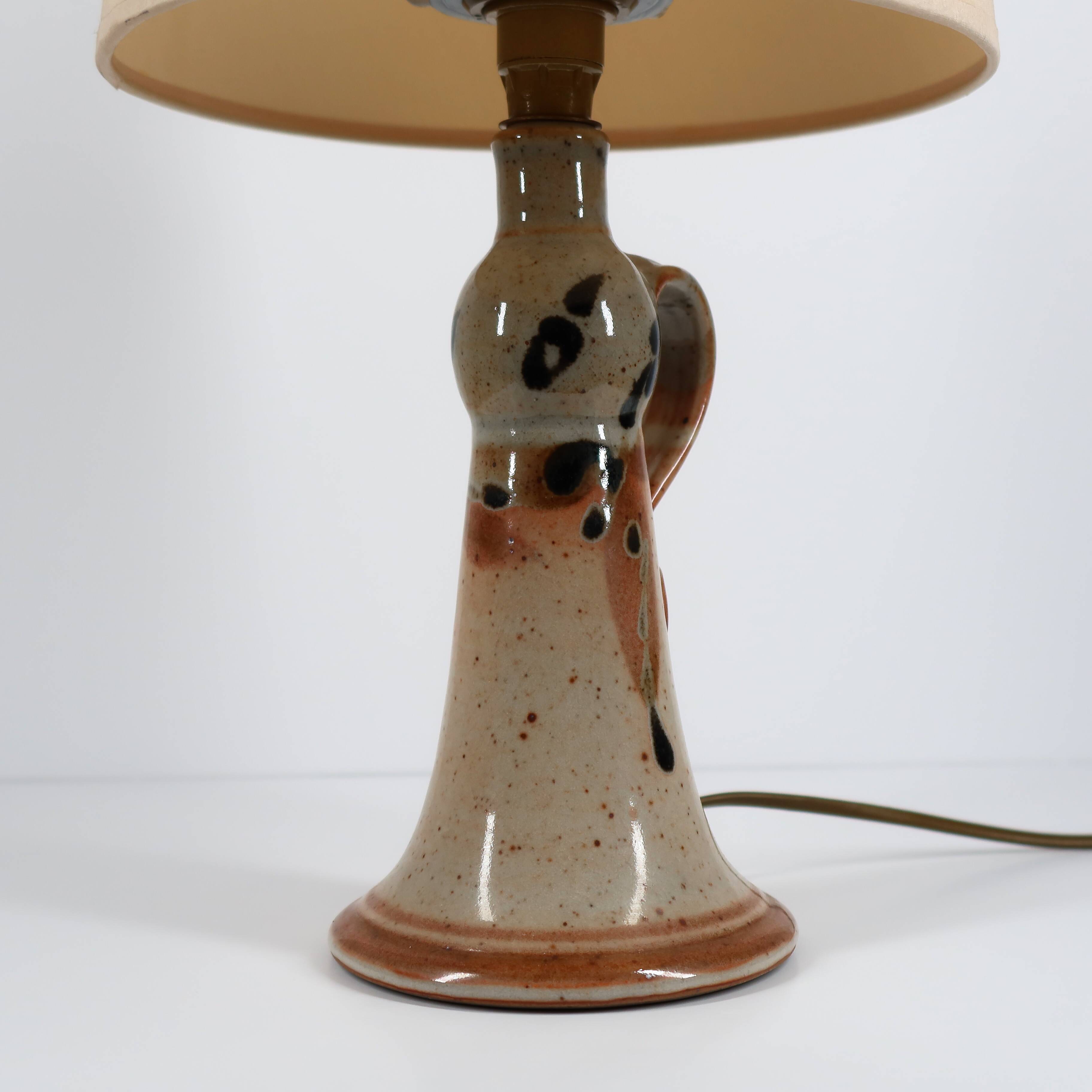 Handcrafted sandstone lamp signed Blanot, circa 1970