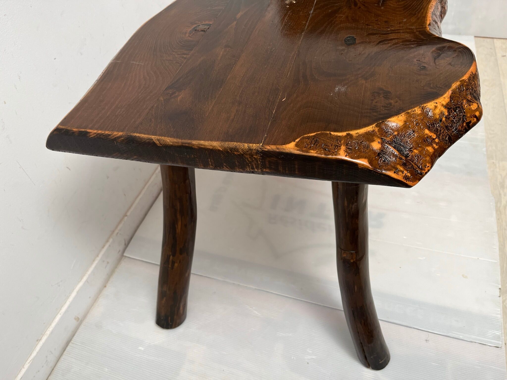 Brutalist vintage coffee table and 2 stools