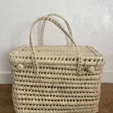 Storage chest trunk in woven doum natural fibers