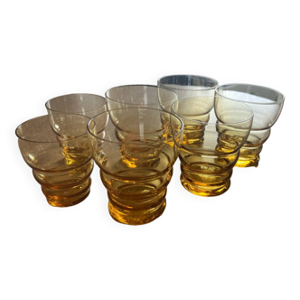 Set of 7 vintage colored glasses