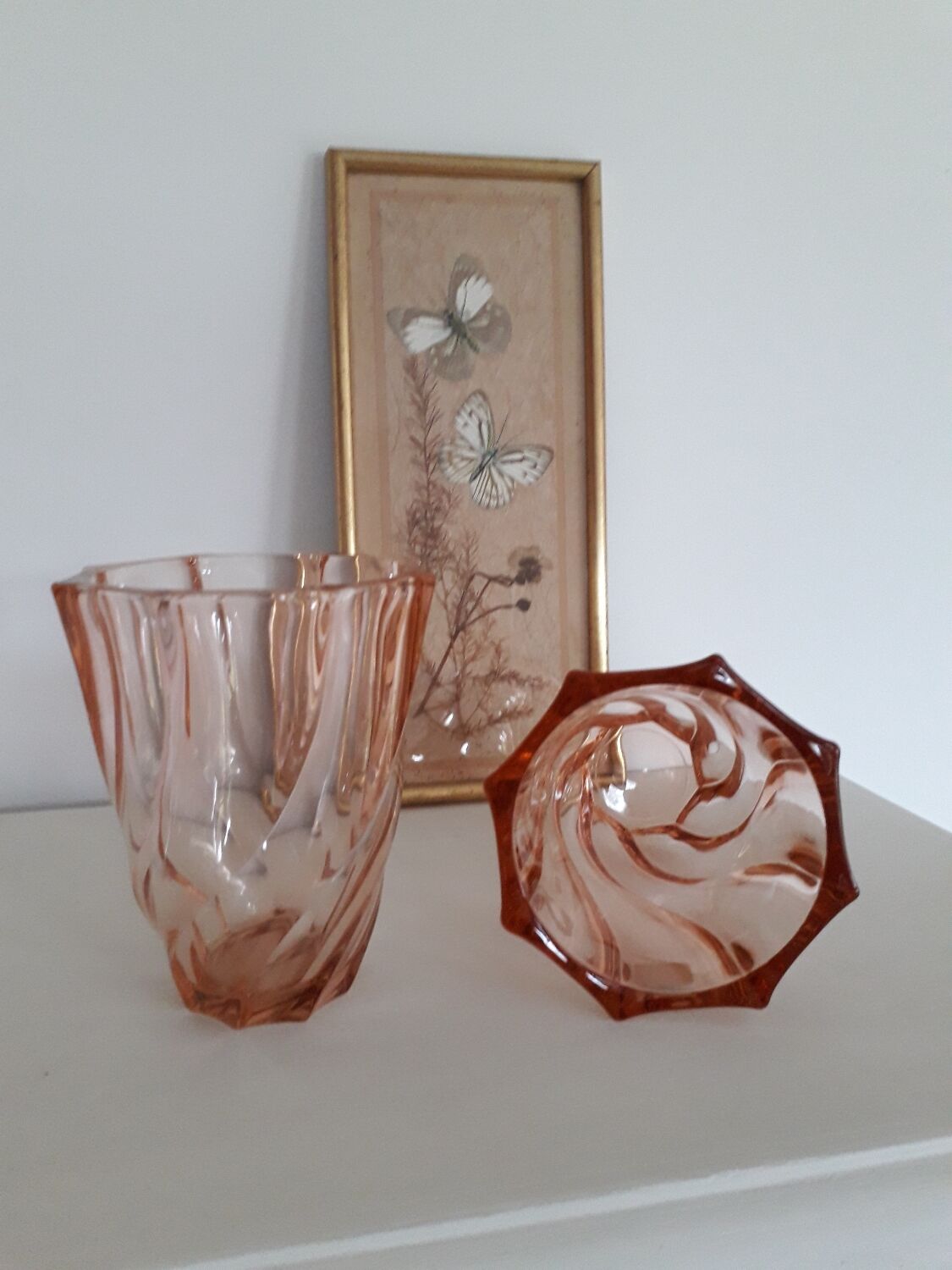 Nice duo pink vases luminarc