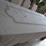 White linen tablecloth with embroidery 181cm/261cm