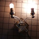 Art Deco 2-arm wall sconce with mirror and brass