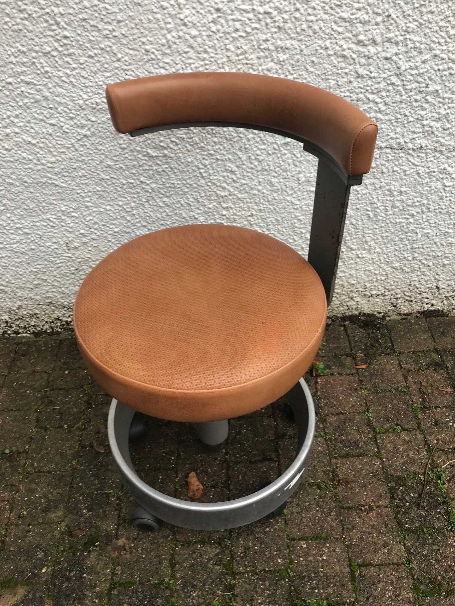 Siemens revolving and height adjustable brown industrial chair 1970