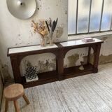 Oak console with white marble top 1970