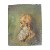 Portrait d'homme chauve à la longue barbe blanche