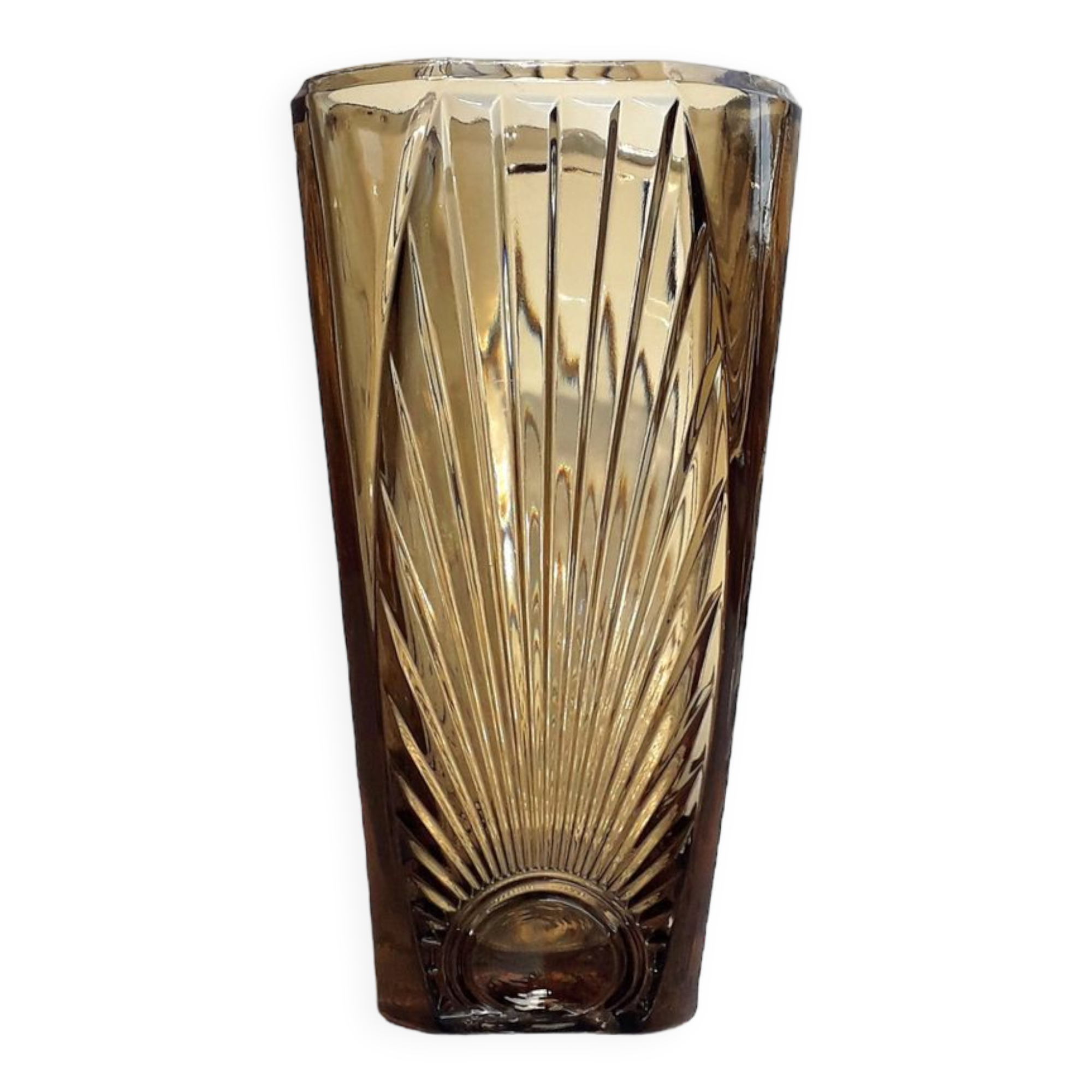 Old Art Deco vase - Smoked cut glass - France 1940