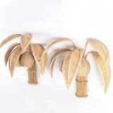 Pair of "coconut/palm" wall lights in rattan