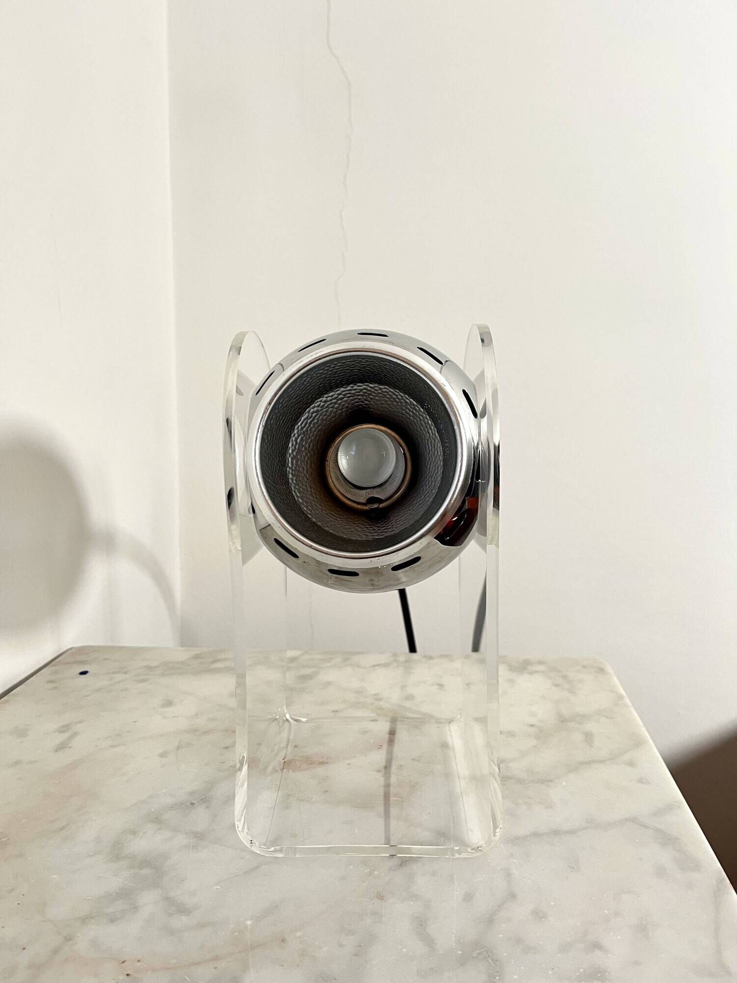 Vintage Space Age Acrylic Table Lamp by Gino Sarfatti for Arteluce, Italy