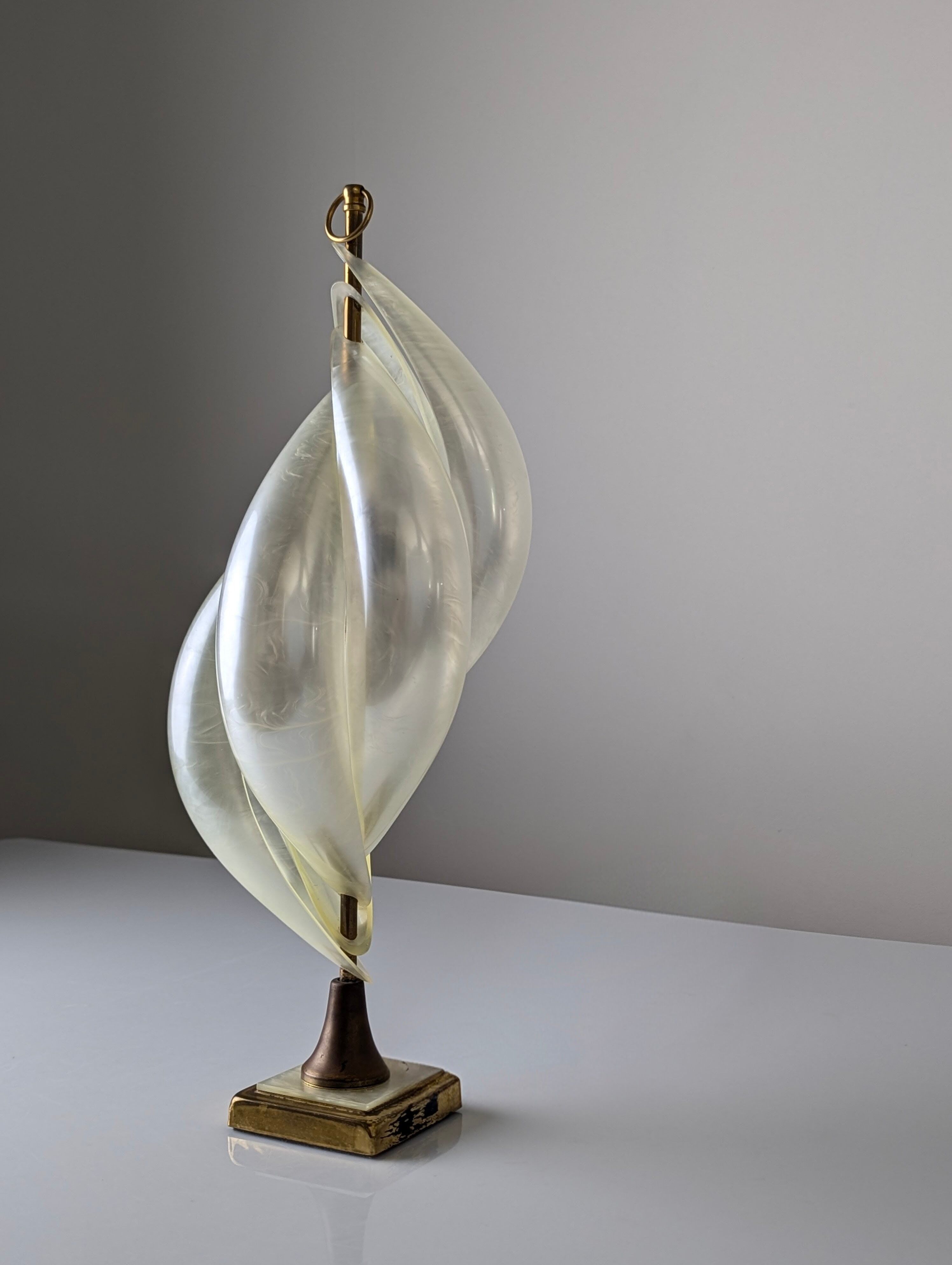Maison Rougier table lamp in opalescent lucite 1970s