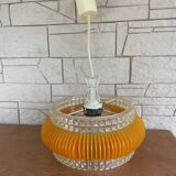 Vintage Orange Glass and Acrylic Suspension Chandelier 1970