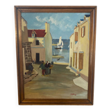 Village view signed Cousin from 1945