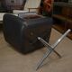 Set of 3 designer swivel metal leather office armchairs 1970