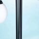 Minimalist floor lamp in glass, space age style.