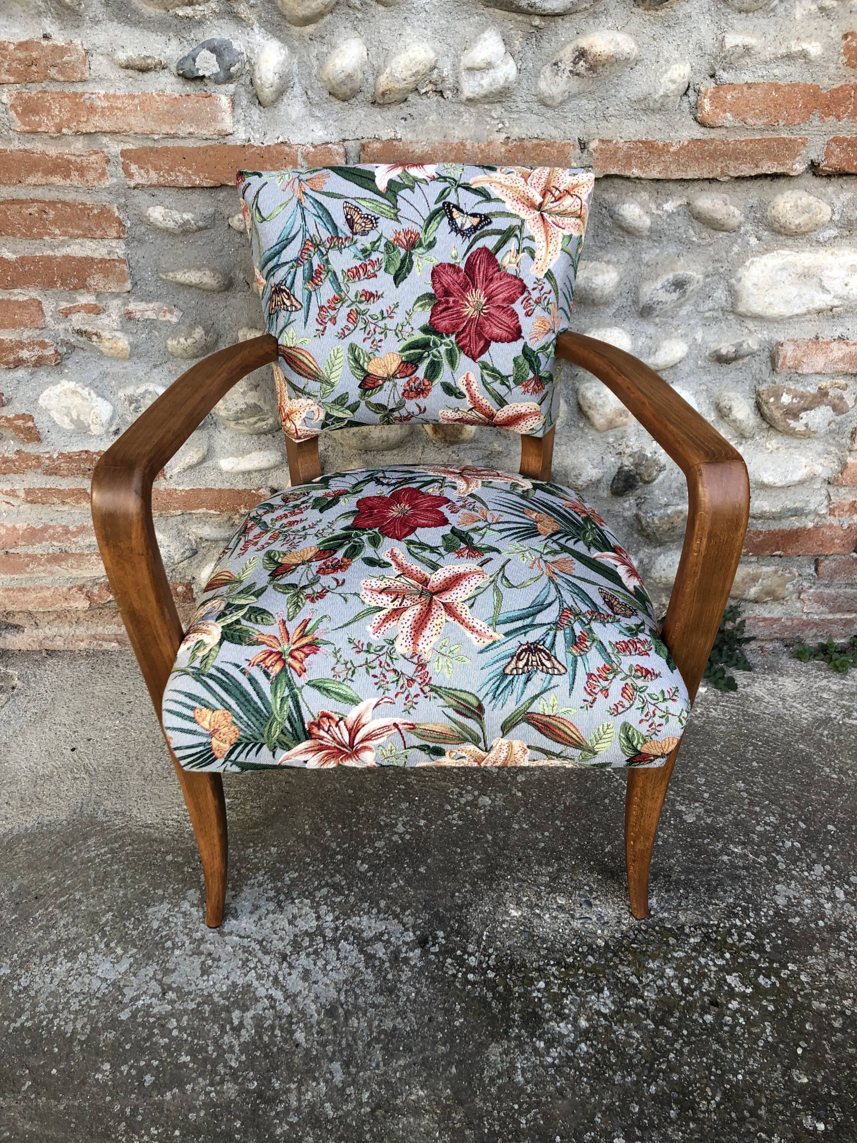 Reupholstered art deco armchair