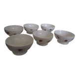 Set of 6 ribbed bowls and floral motifs