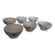 Set of 6 ribbed bowls and floral motifs