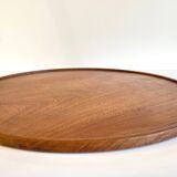 Scandinavian round tray teak vintage