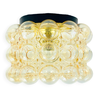 Plafonnier en verre à bulles ambré du milieu du siècle par Helena Tynell pour Limburg, Allemagne, années 1960