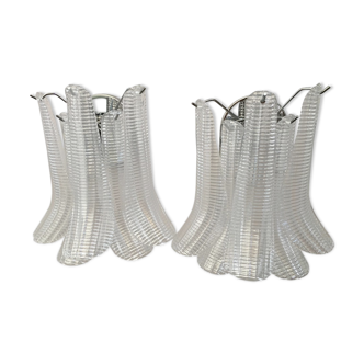 Chandelier white and transparent saddle mazzega