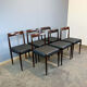 Set of 6 Lübke chairs, rosewood and black faux leather, 1960s