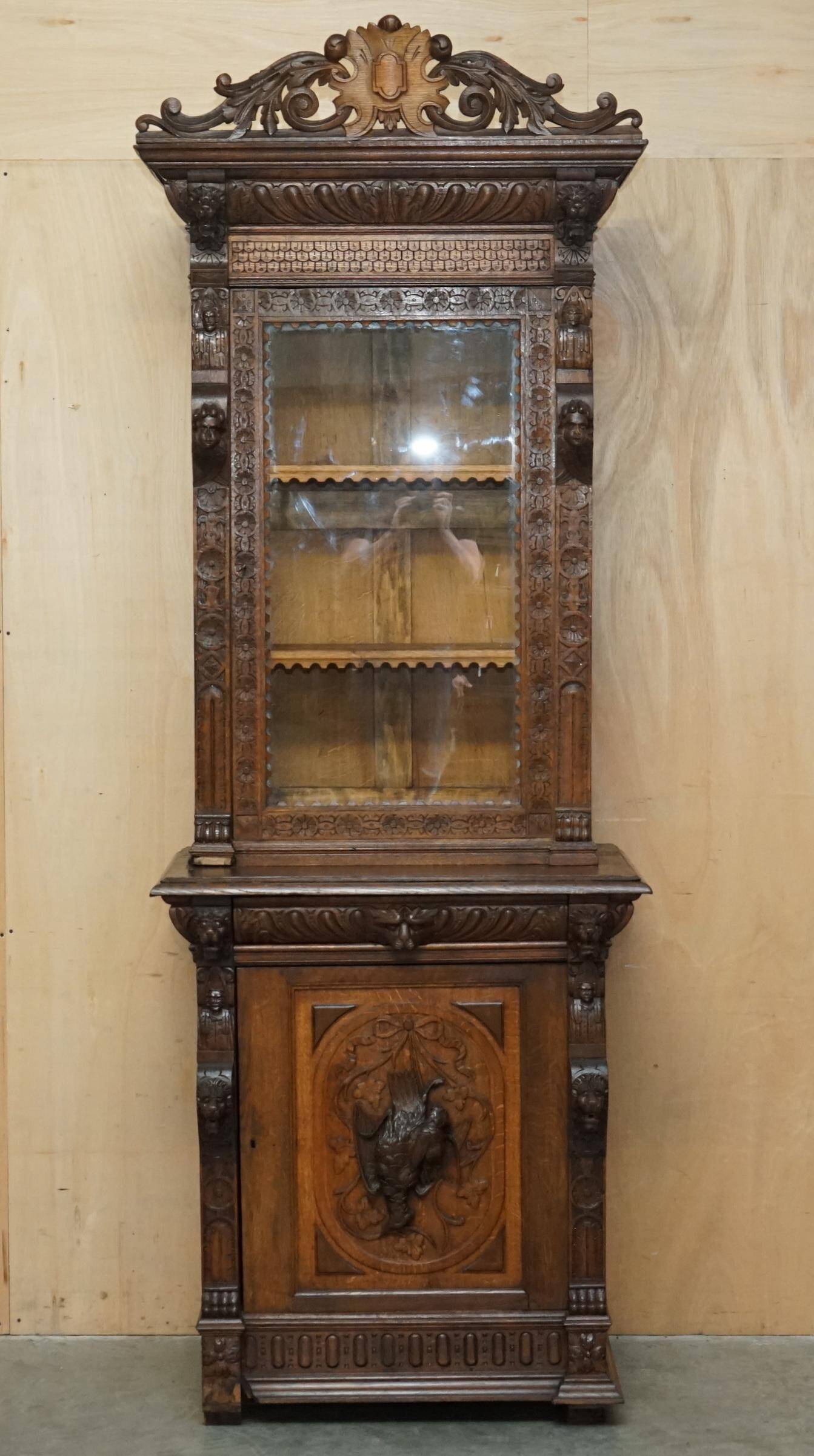 Pair of Victorian Jacobean Gothic Revival bookcases