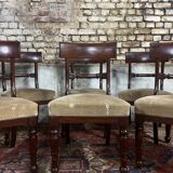 Suite De Six Chaises En Acajou D’époque Restauration XIX Eme Siècle