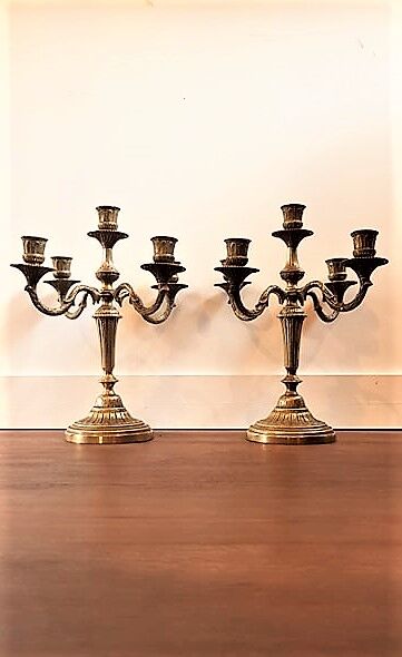 Pair of gilt bronze candlesticks