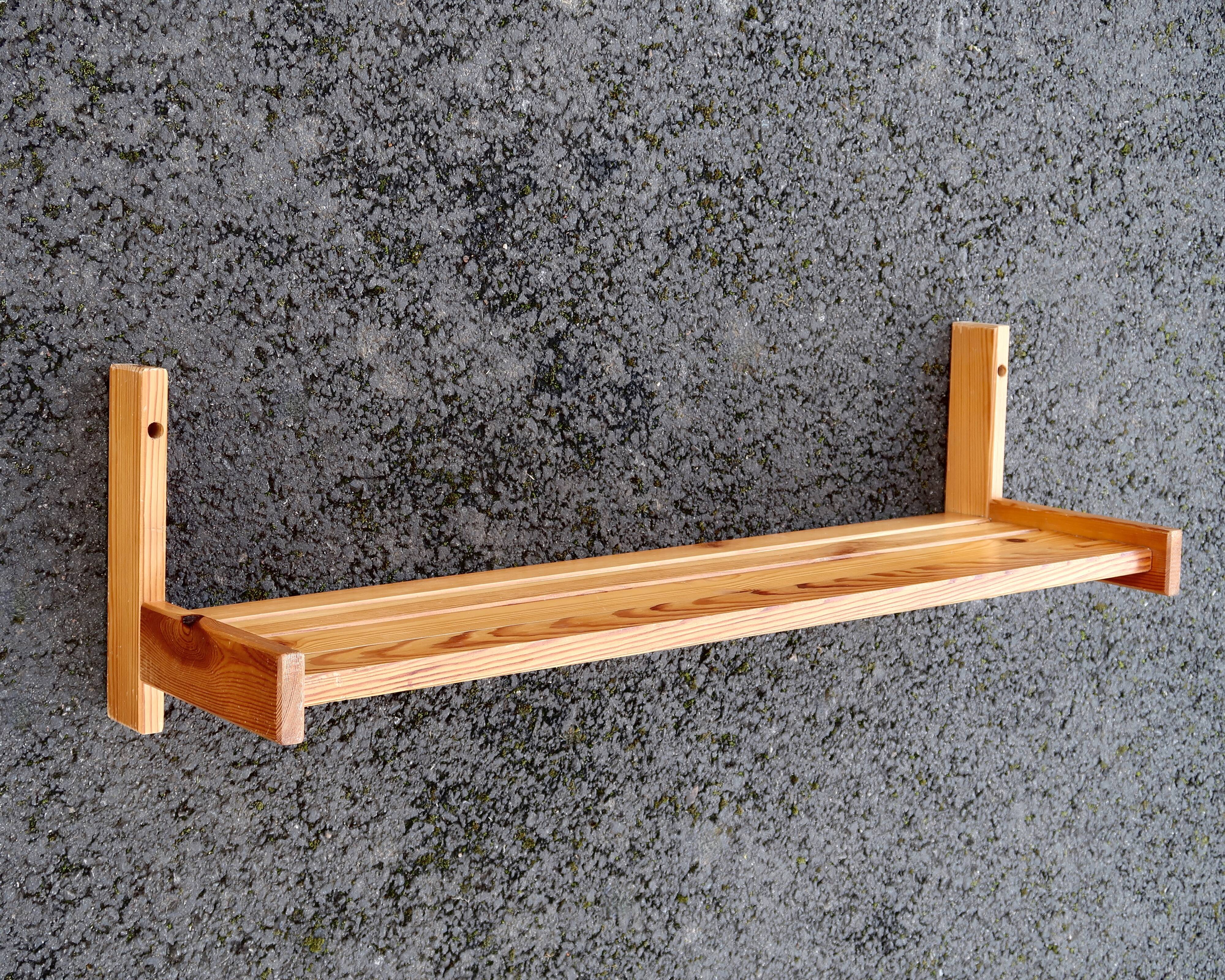 Pine wood shelf, luggage rack, 1960s