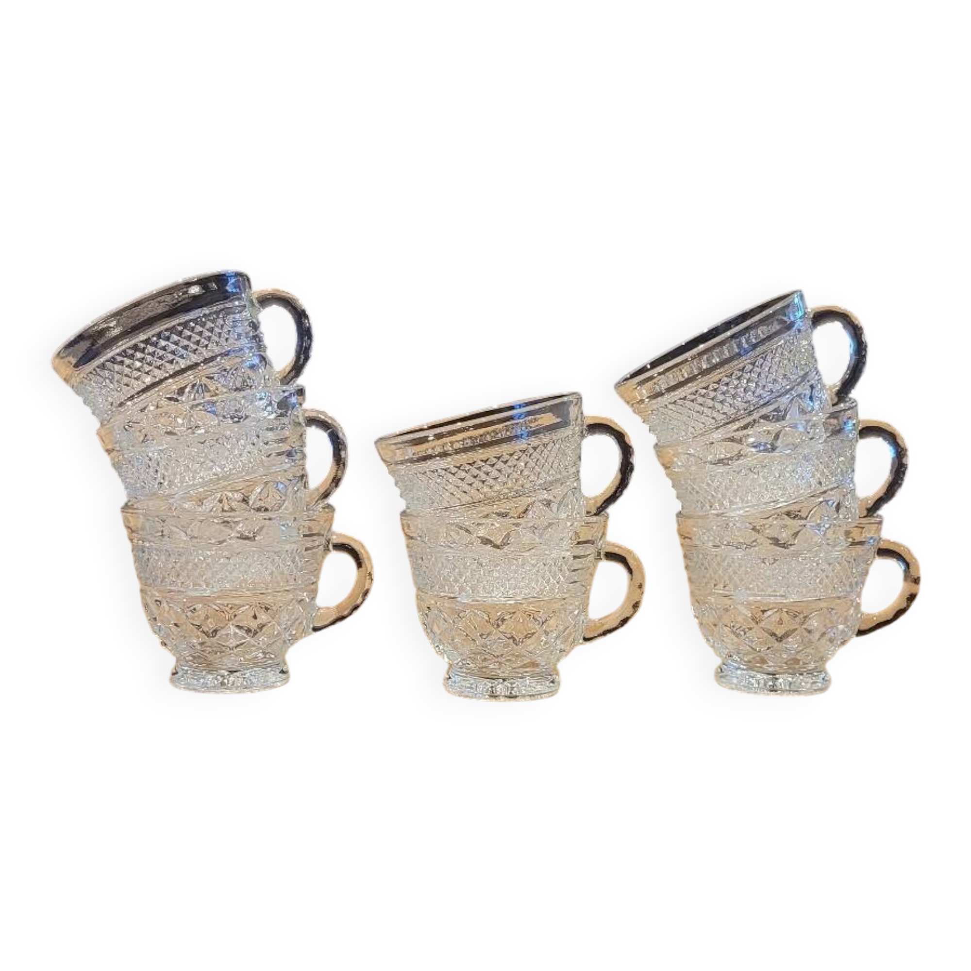 8 thick cut glass cups
