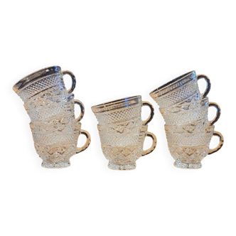 8 thick cut glass cups