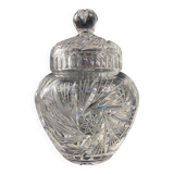 Covered pot and bohemian cut crystal jar