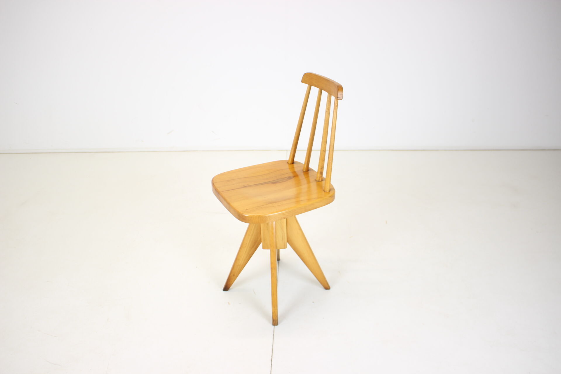Midcentury wood revolving chair, czechoslovakia, 1970s