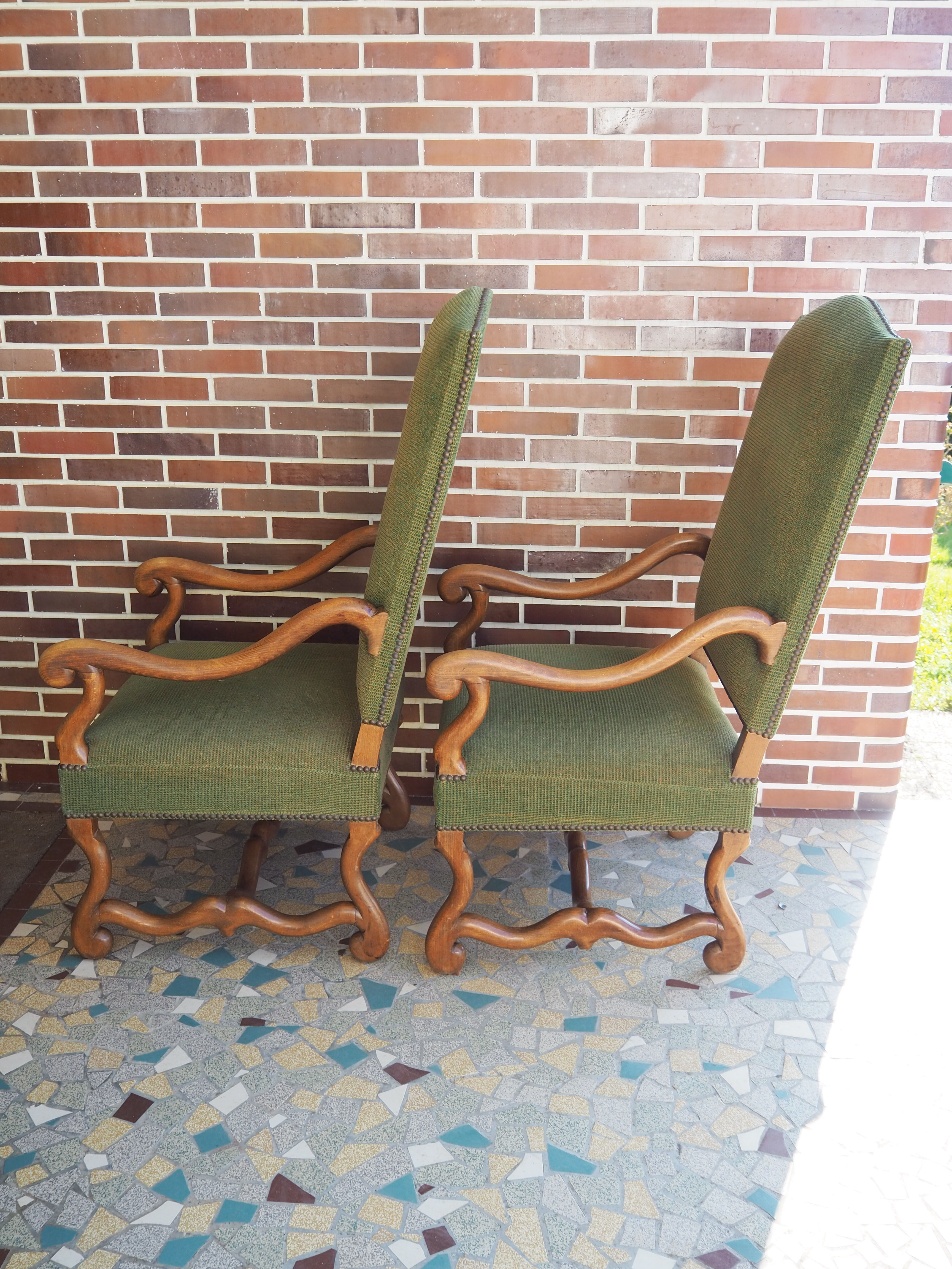 A pair of Louis XIII-style sheep bones armchairs