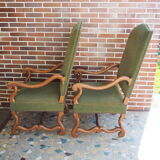 A pair of Louis XIII-style sheep bones armchairs