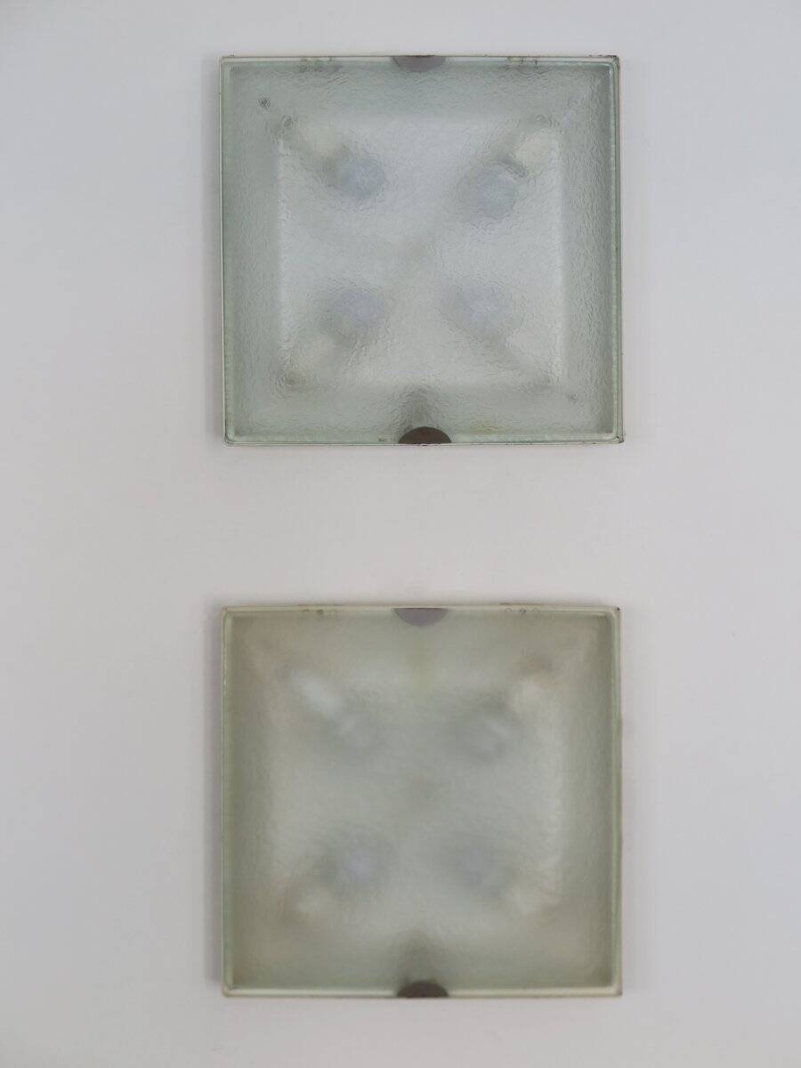 Vintage Italian Metal and Glass Sconces from Fontana Arte, 1960s, Set of 2