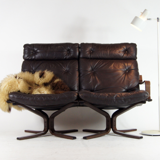 2-seater vintage vintage vintage Danish retro rosewood leather sofa from the 1960s to the middle of the century
