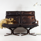 2-seater vintage vintage vintage Danish retro rosewood leather sofa from the 1960s to the middle of the century