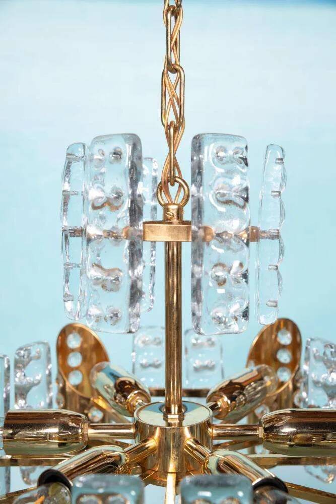 Midcentury gold crystal suspension by Orrefors, Fagerlund