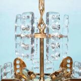 Midcentury gold crystal suspension by Orrefors, Fagerlund