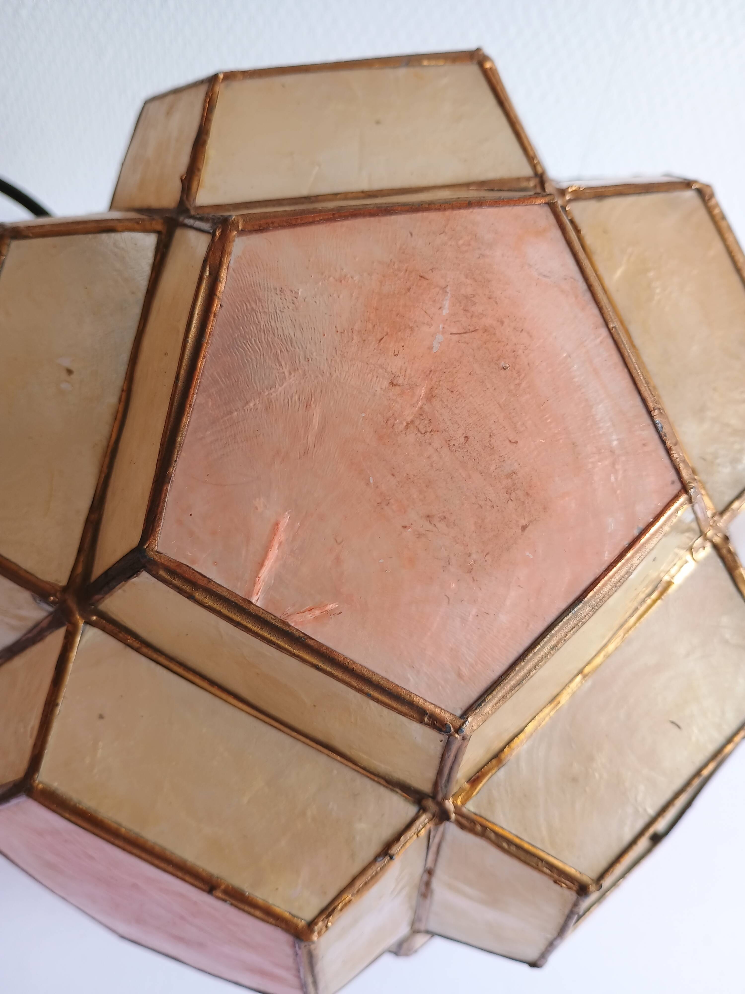Space age mother-of-pearl and brass chandelier