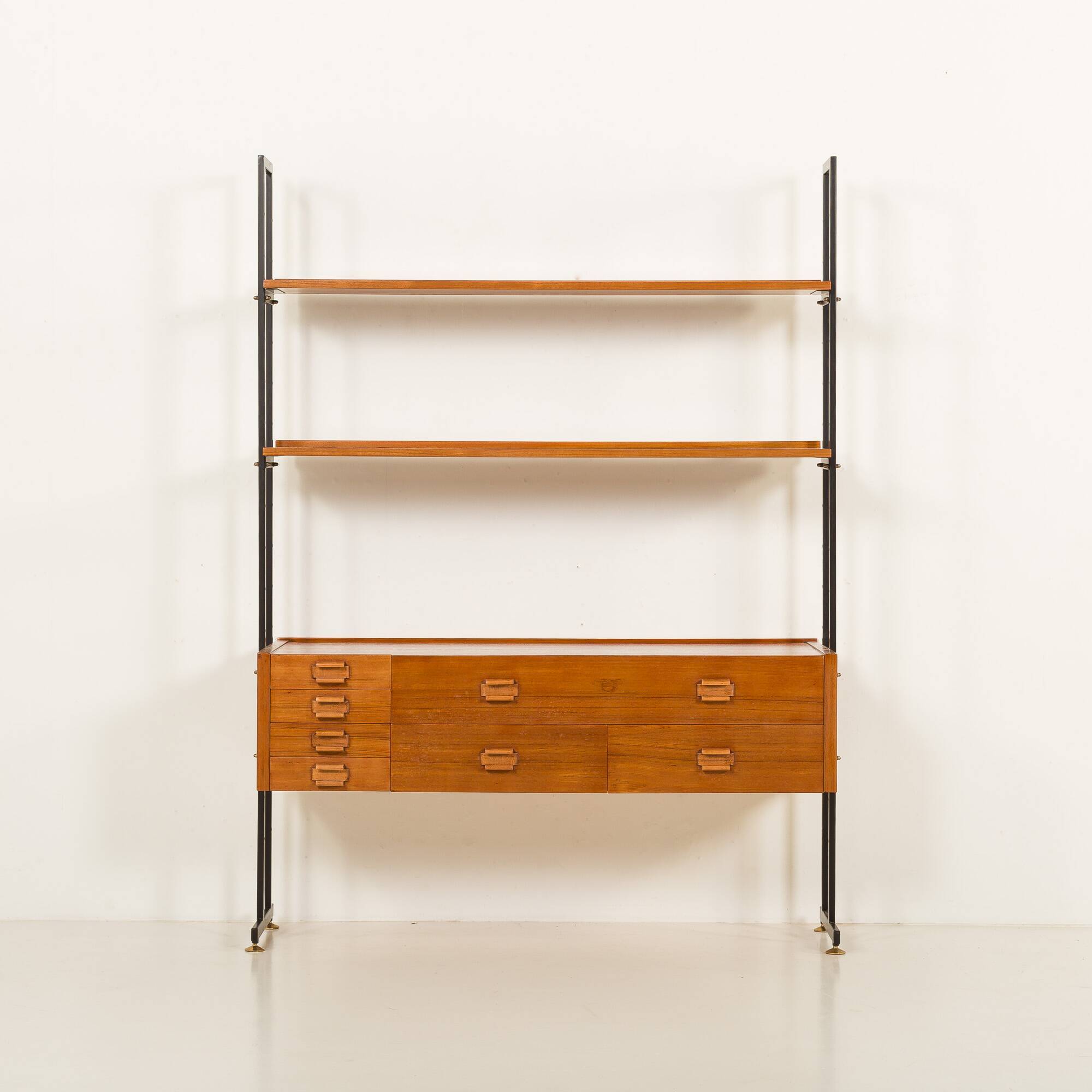 Italian free standing shelving unit with drawers, 1970s