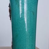Vase en céramique craquelée verte