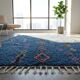 Tapis Handmade Marocain bleu décoré 200cmx300cm