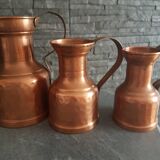Lot de 3 pichets cuivre ancien